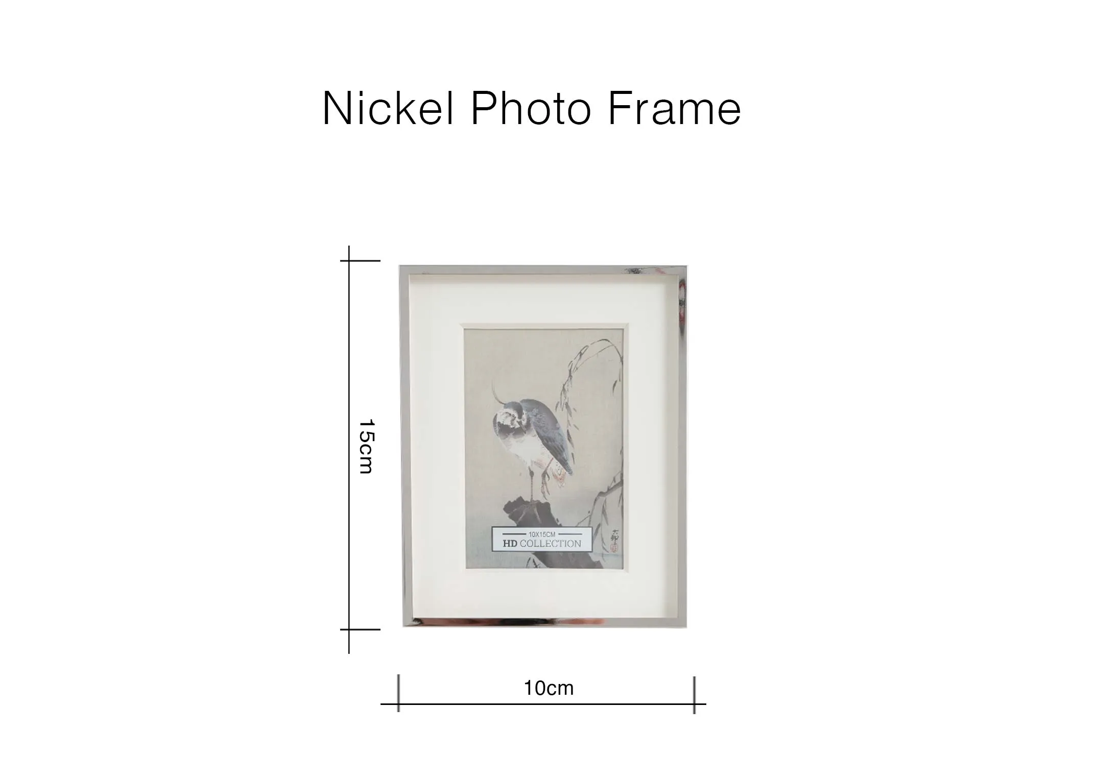 A dimension image of the Nickel Photo Frame with 10cm x 15cm