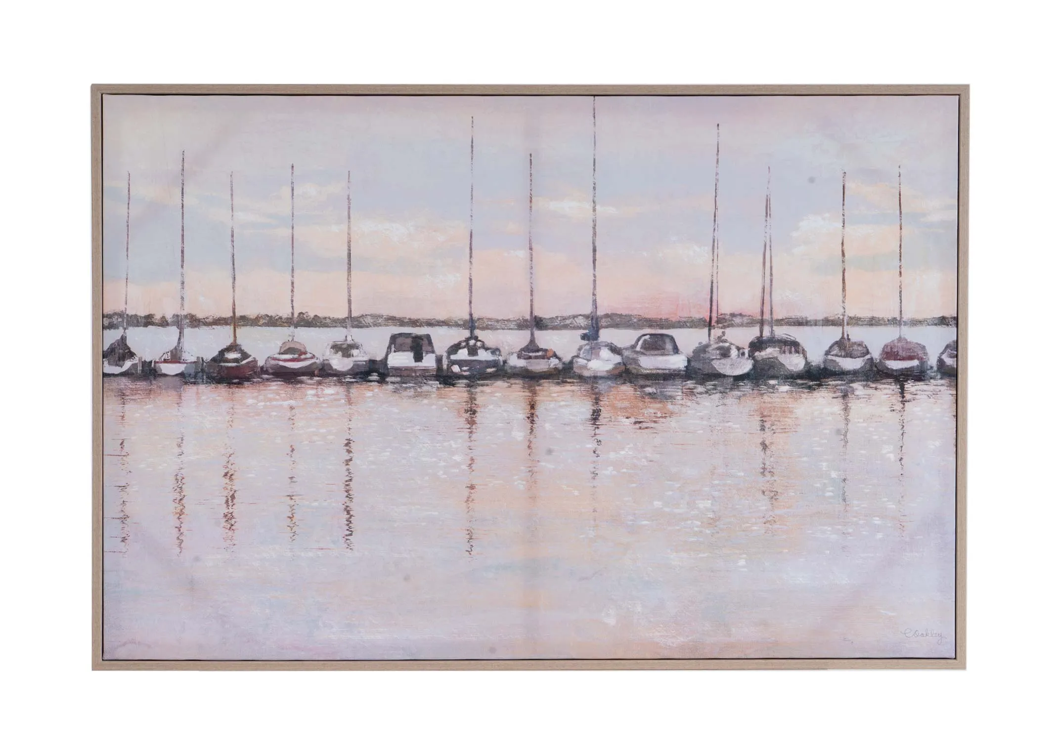 90cm x 60cm Framed Canvas - Dawn At the Marina