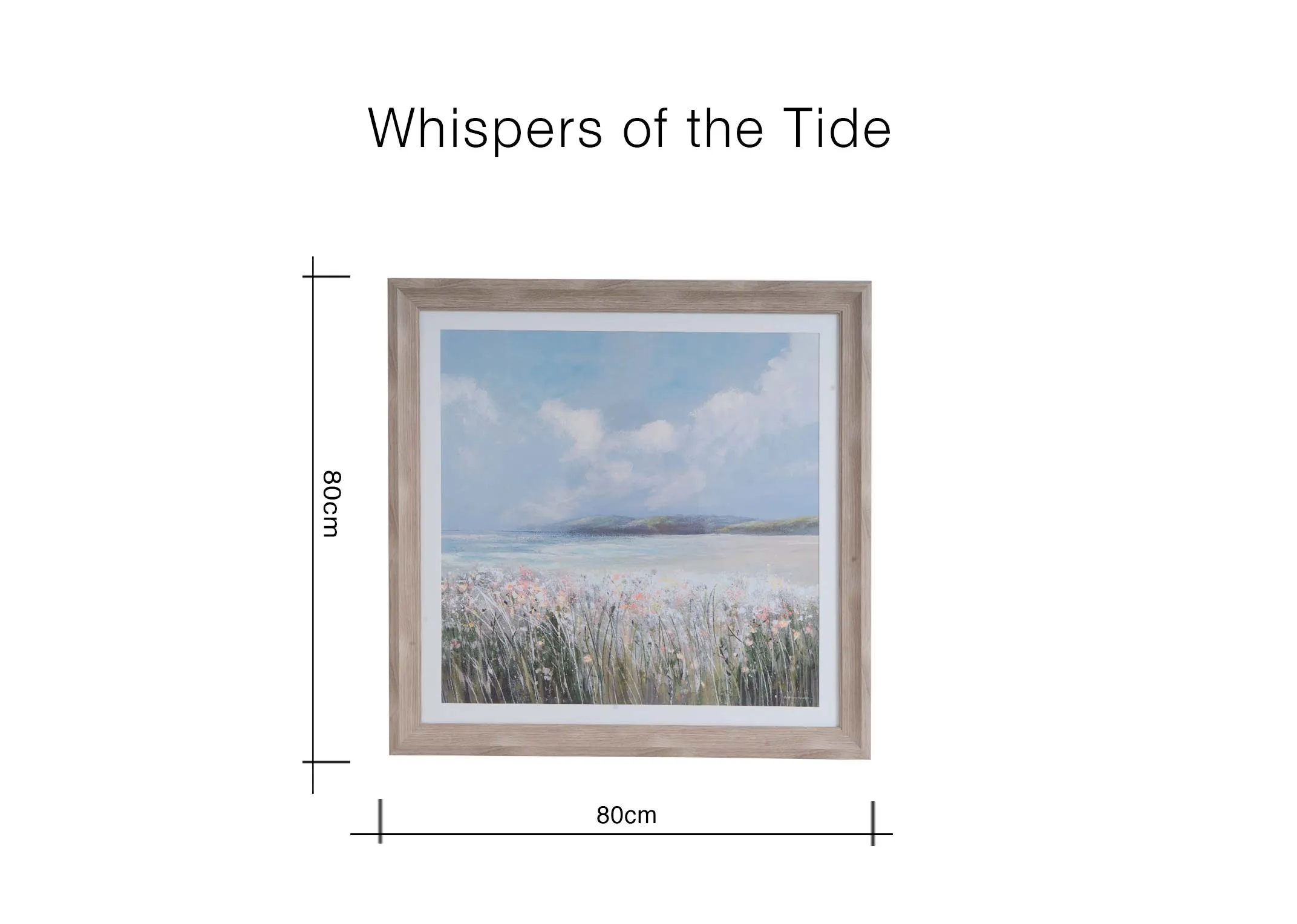 A dimension image of the Whispers of the Tide with 80cm x 80cm