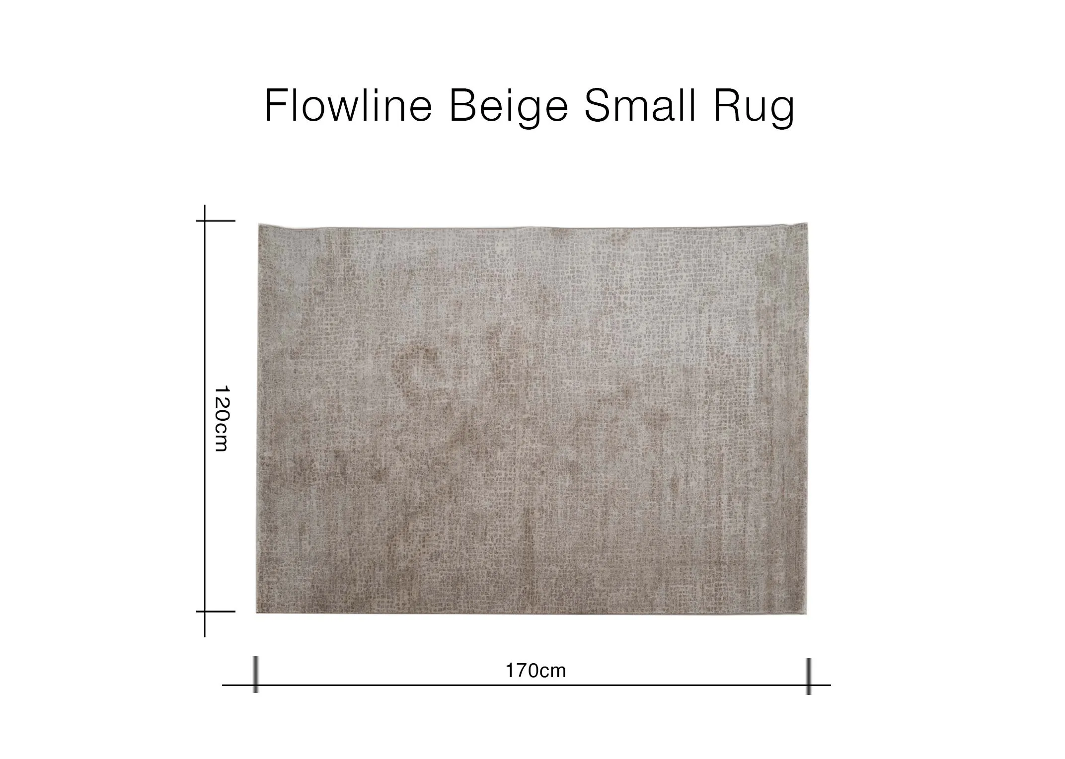A dimension image of the Flowline beige rug with 170cm x 120cm