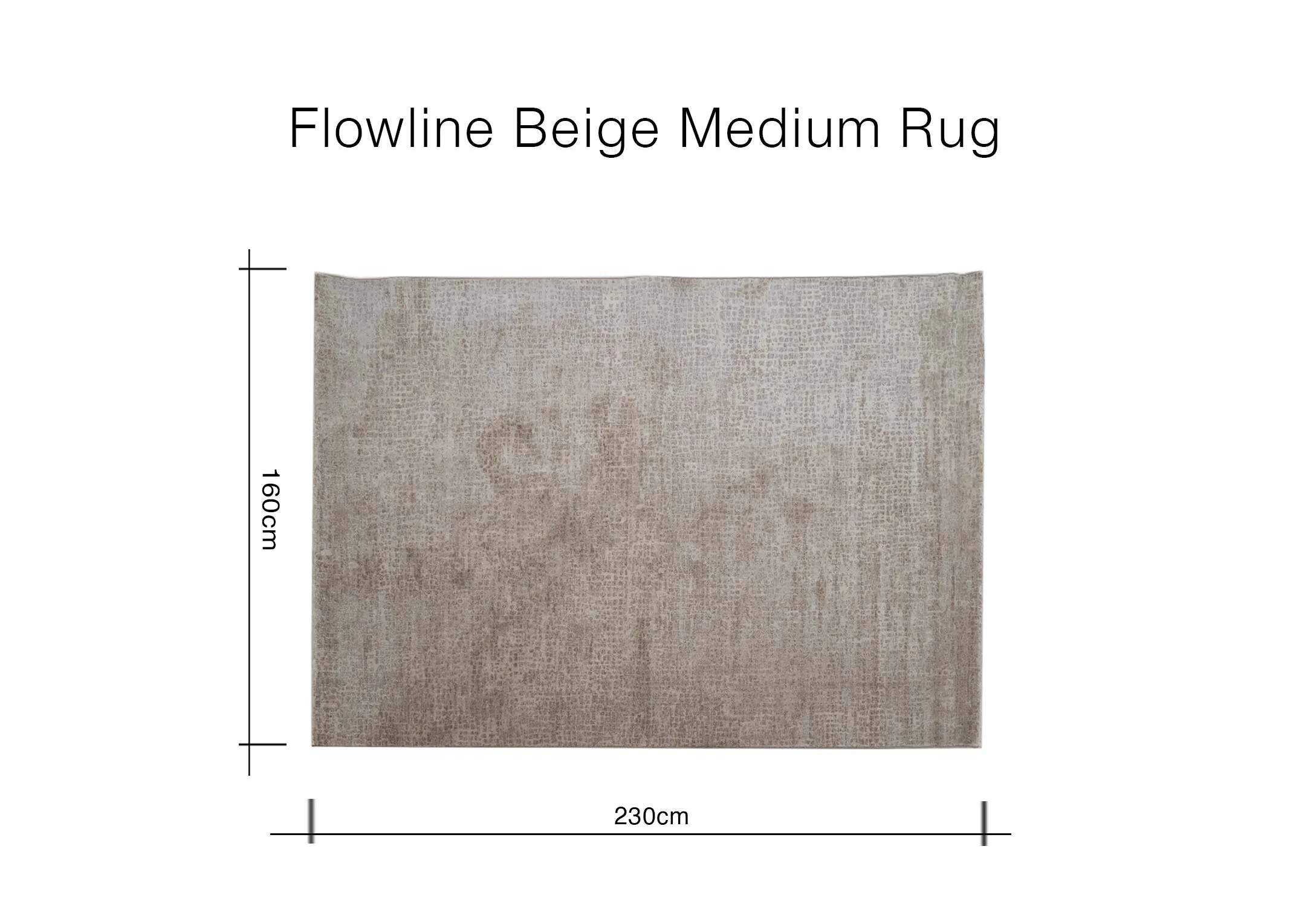 A dimension image of the Flowline rug with 290cm x 200cm