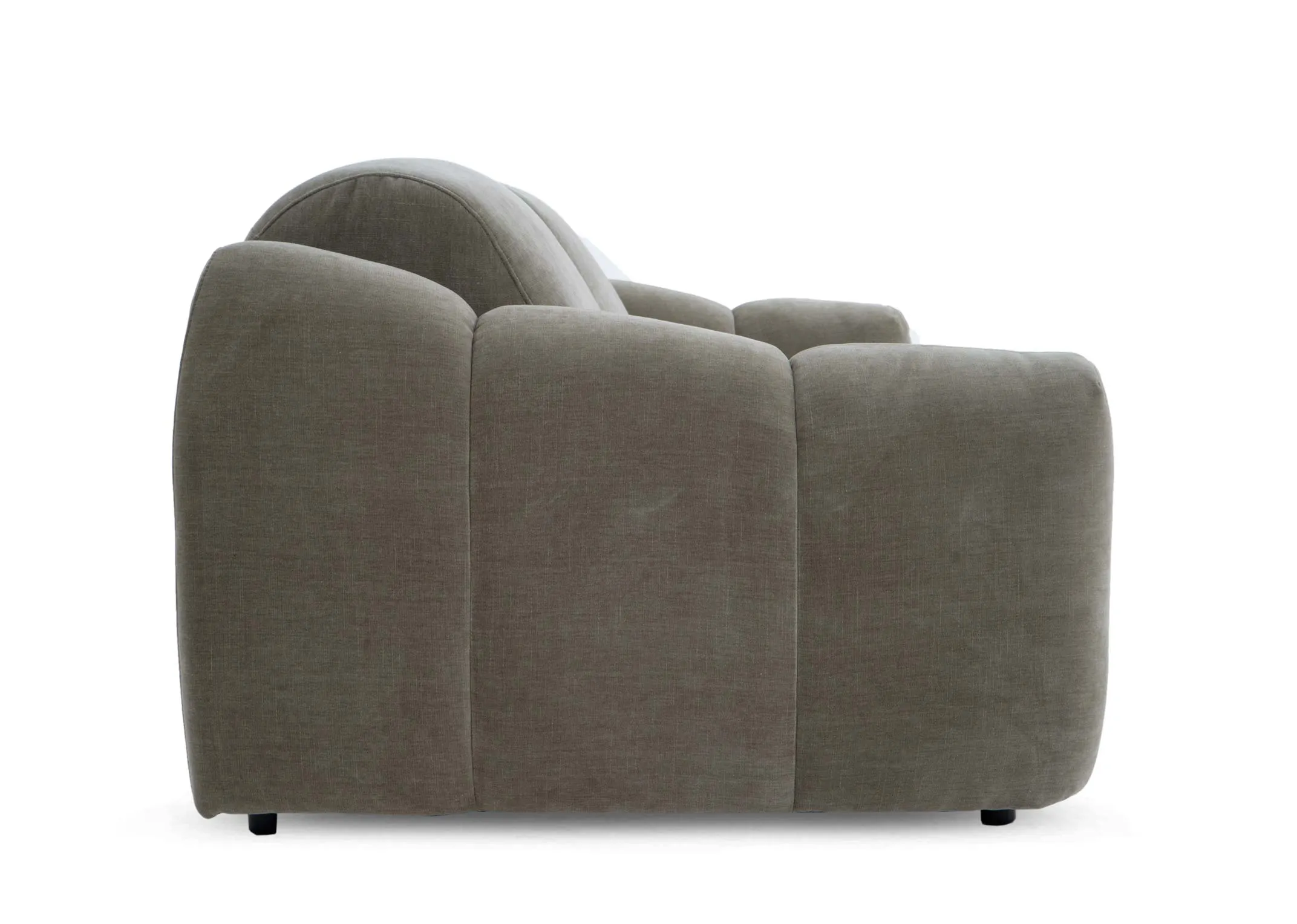 A 2 seater sofa from EZ Livings Eleanor range. Side view of seam tuft detail as  sofa