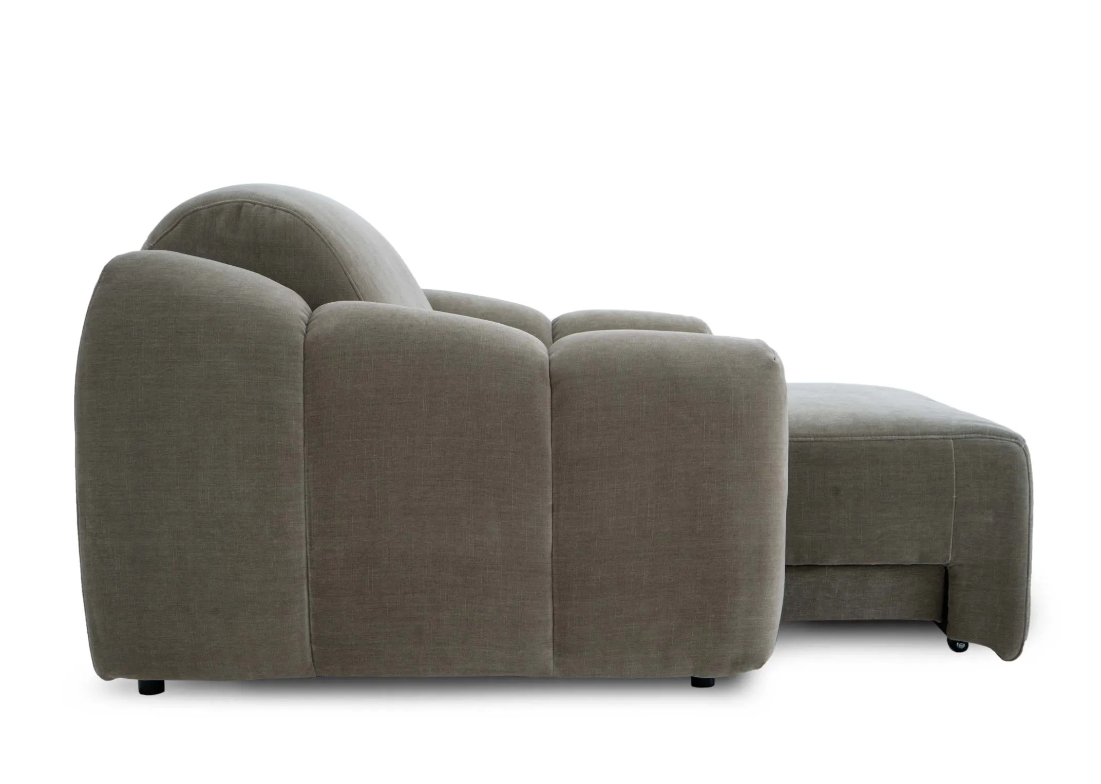 A green armchair from EZ Livings Eleanor range. Angled view of chair reclined