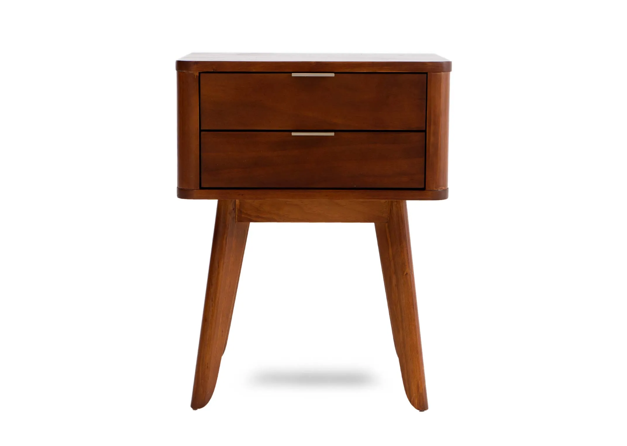 A 2 drawer brown pine locker from EZ Livings Velmora range.Frmont  view shows gold handle