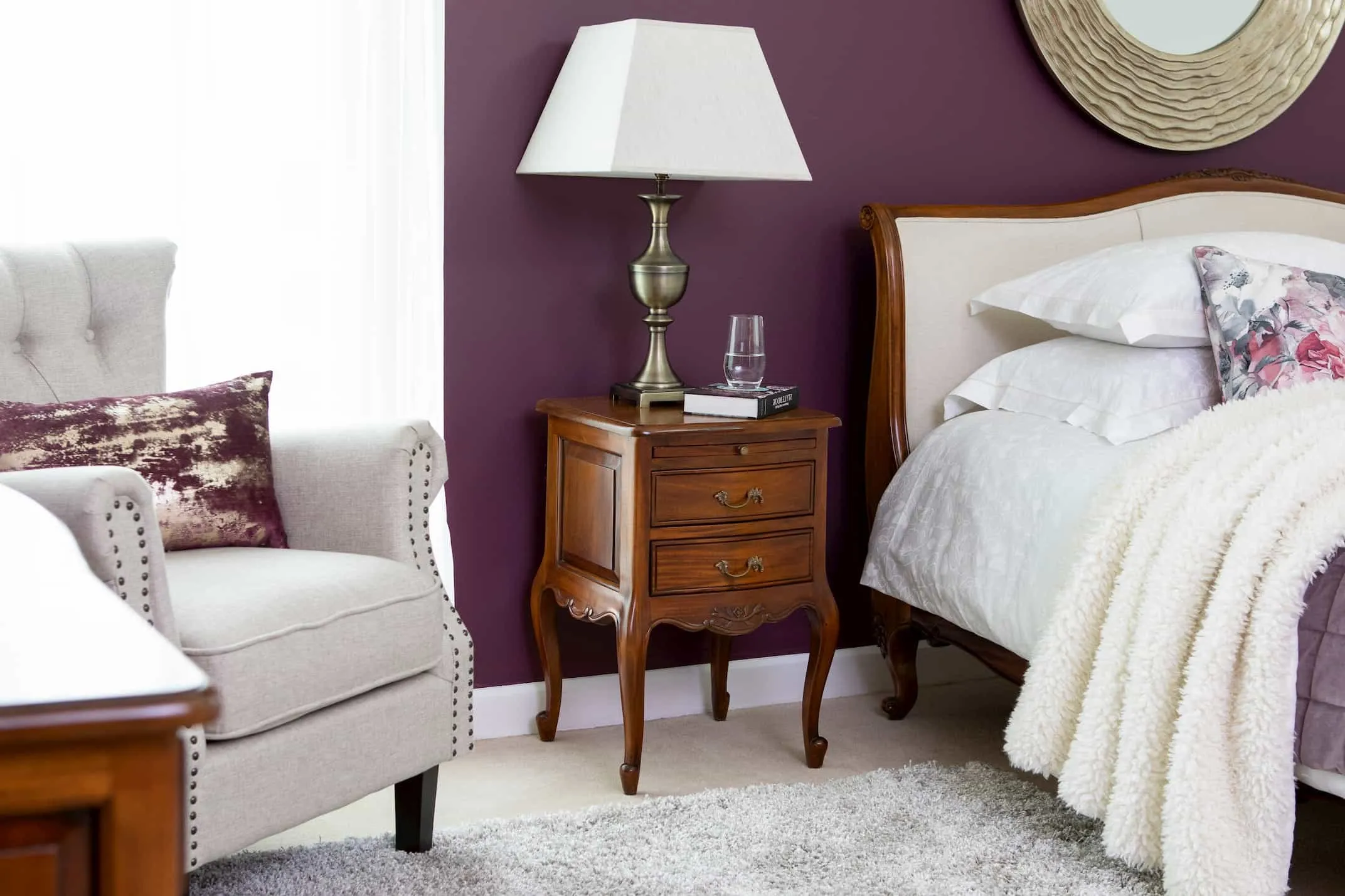 A lifestyle image of the Lyon Bedside Locker with the Lyon Bed available at EZ Living Furniture