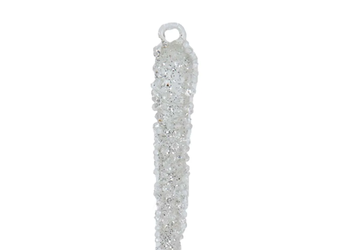 A dimension image of the Antique Silver Glitter Icicle
