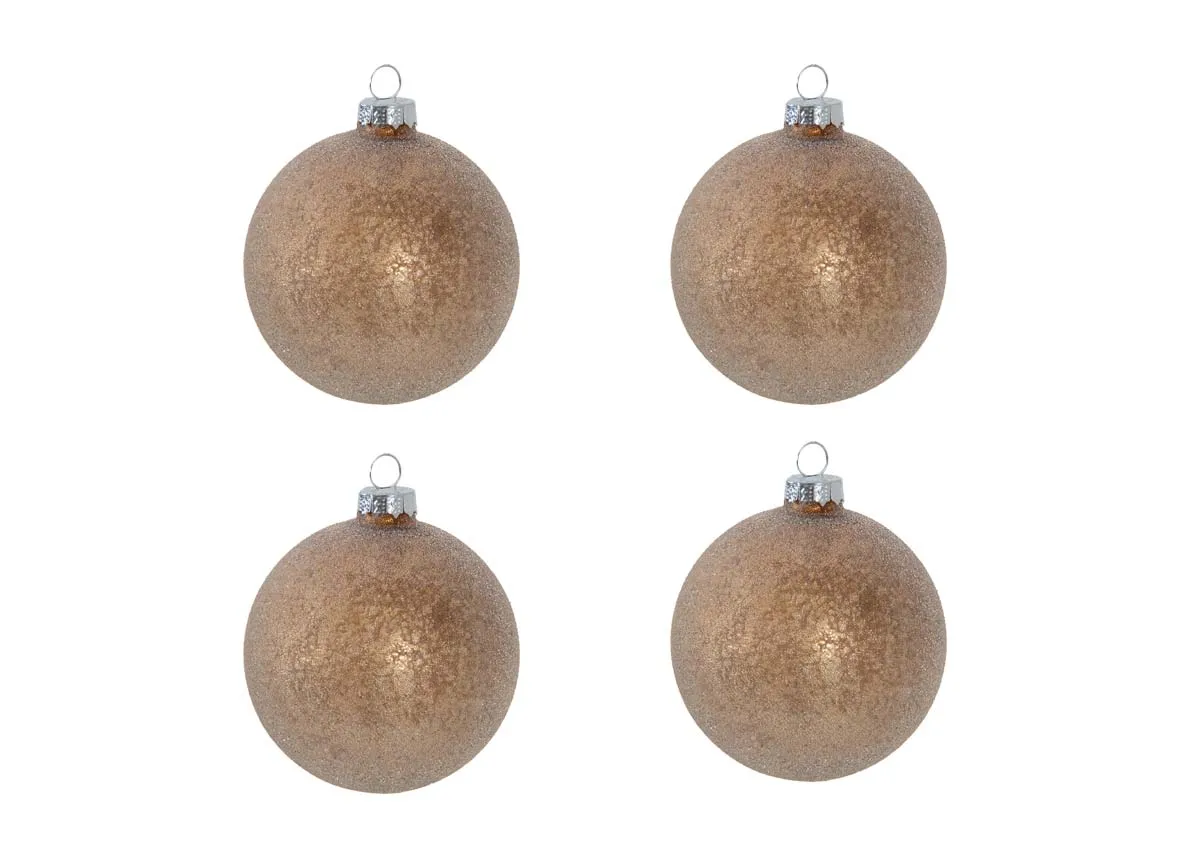 Set of 4 10cm Copper Baubles - Away In A Manger