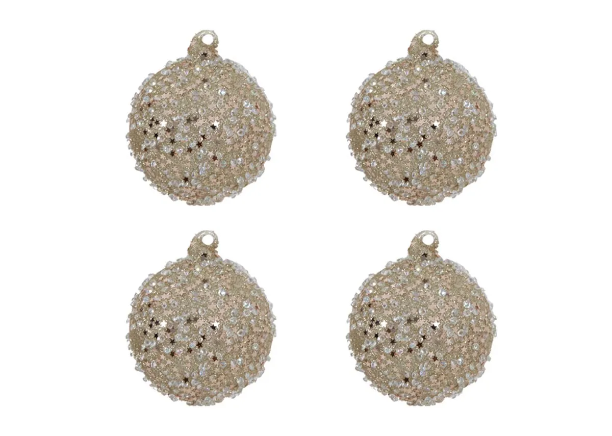 Set of 4 8cm Silver Gold Baubles - O Christmas Tree