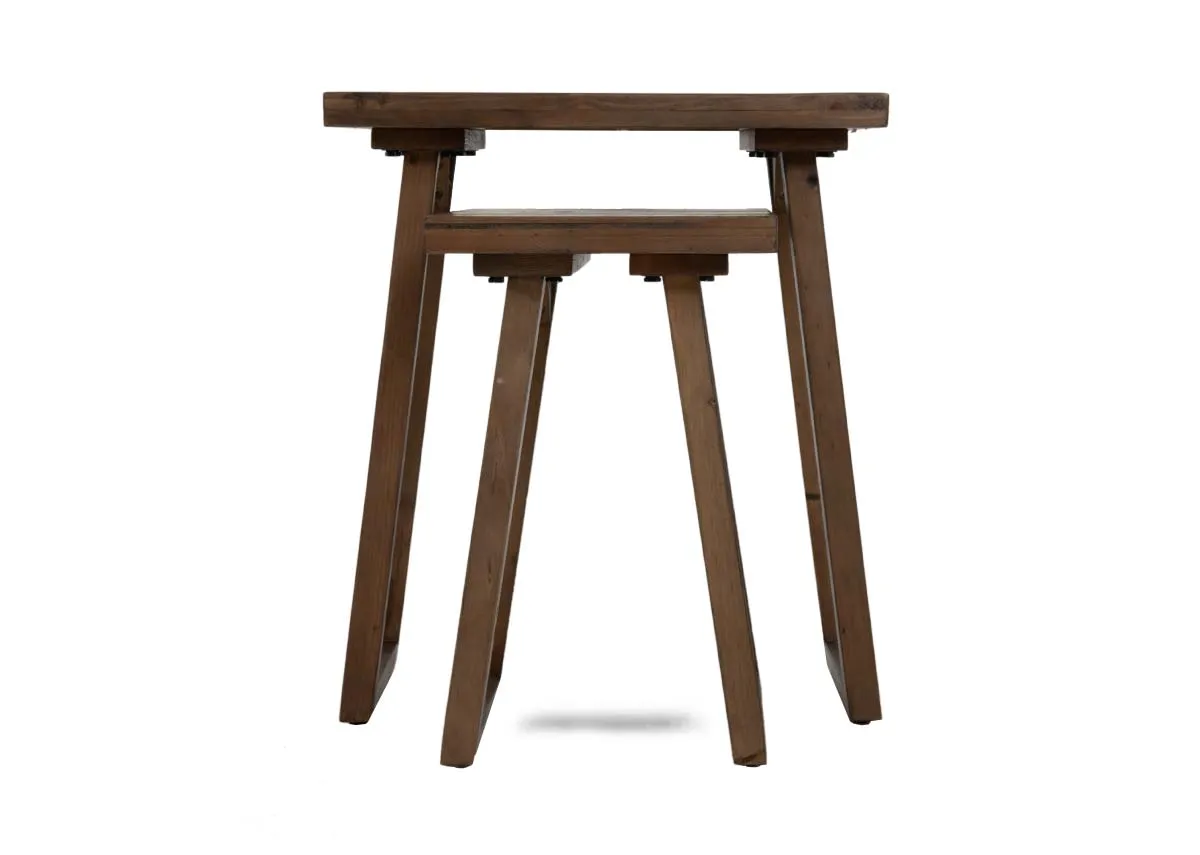 A side view of two nested tables Ladder