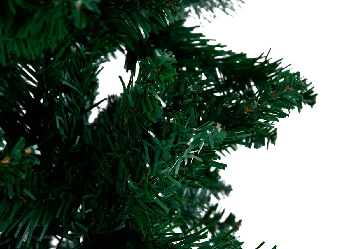 A slim 8ft green artificial christmas tree from EZ Livings Noble range. Closeup of tree branches