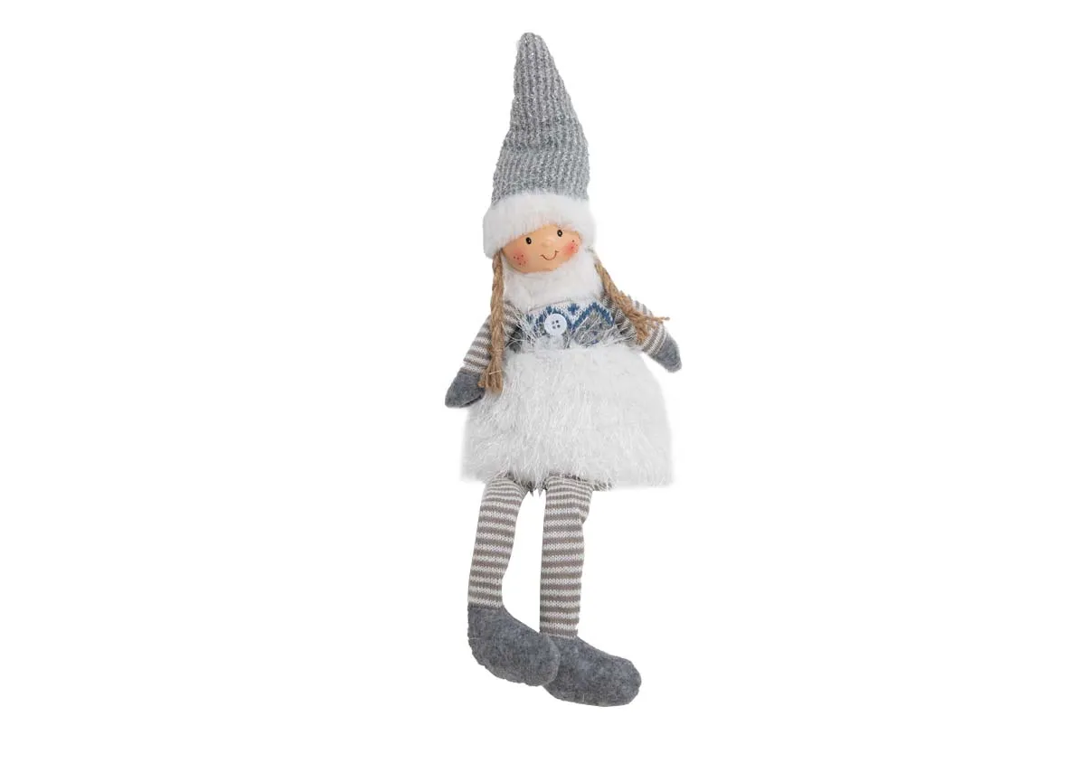 Grey Fabric Carol - Christmas Figurine