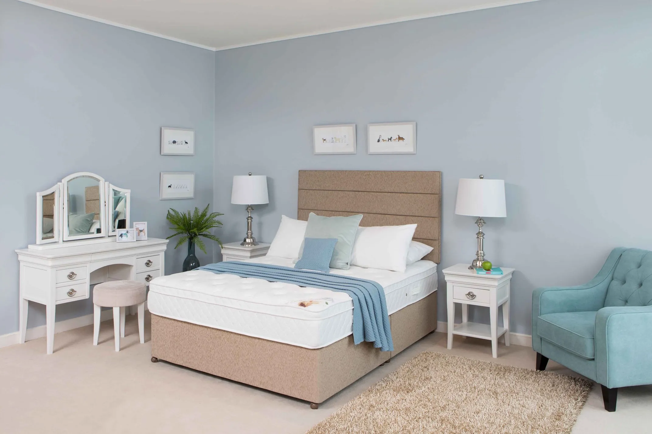 A lifestyle image featuring the Emilys Dream Aloe Vera mattress in a bedroom setting.