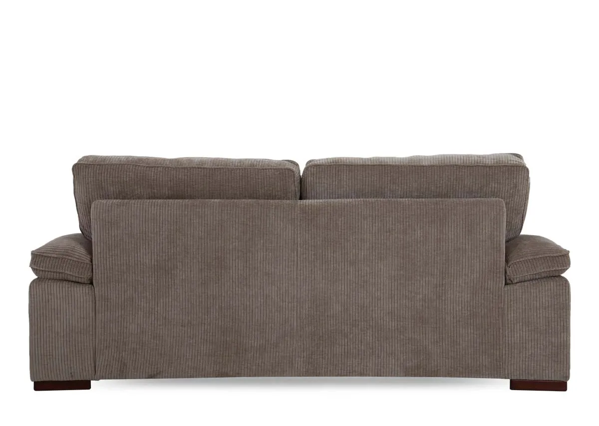 A 2 seater beige cord fabric sofa from EZ Living Furnitures Westport range.Back view