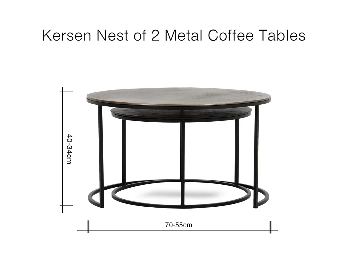 A dimension image of the Kersen Nests with 55cm - 70cm x 34cm x 40cm