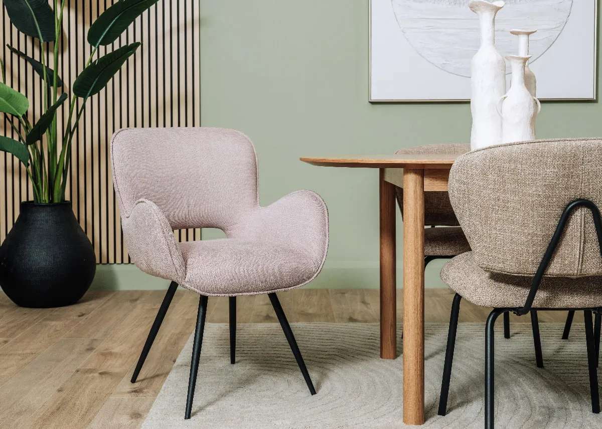 Light Pink Fabric Dining Chair - Lillie