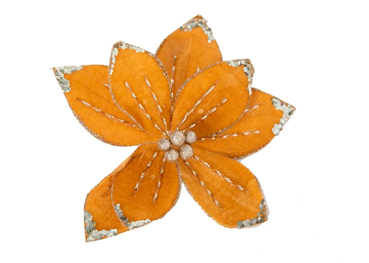 Gold Fabric Flower Christmas Spray EZ Living Furniture