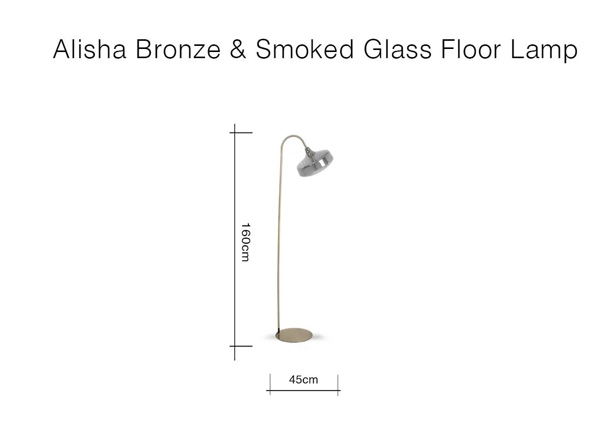 A dimension image of the Alisha Floor Lamp with 45cm x 160cm