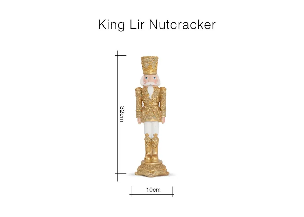A dimension image of the King Lir Nutcracker with 10cm x 32cm