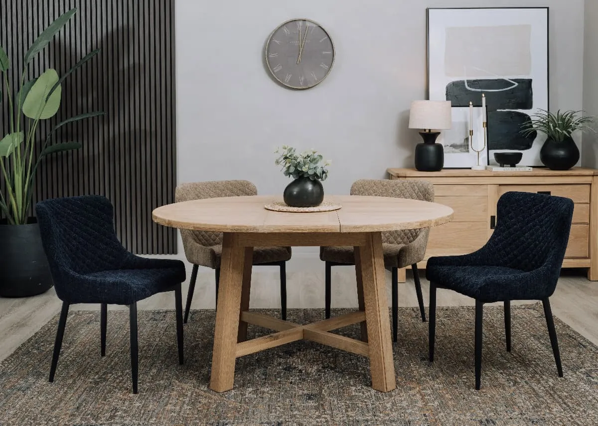 Round Oval Extendable Oak Dining Table - Albany