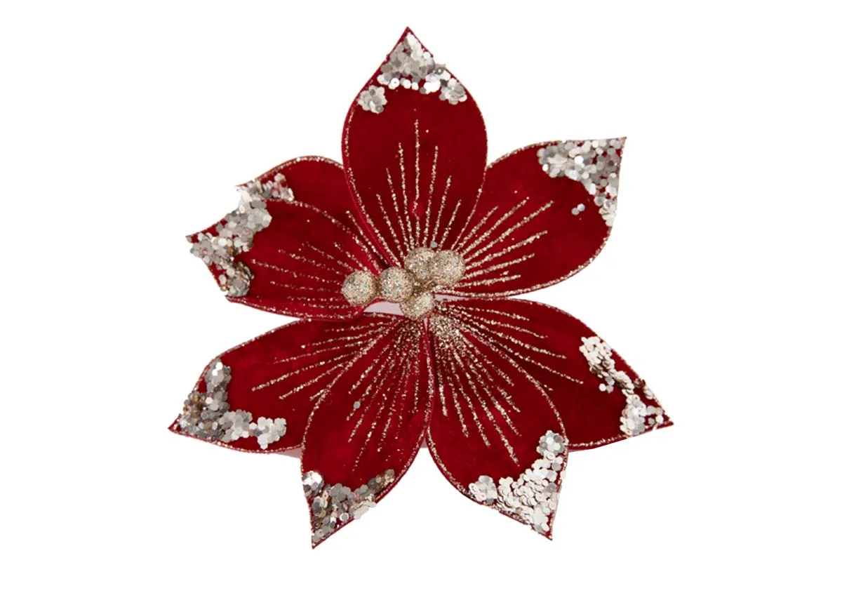 Red Velvet Flower- Christmas Spray