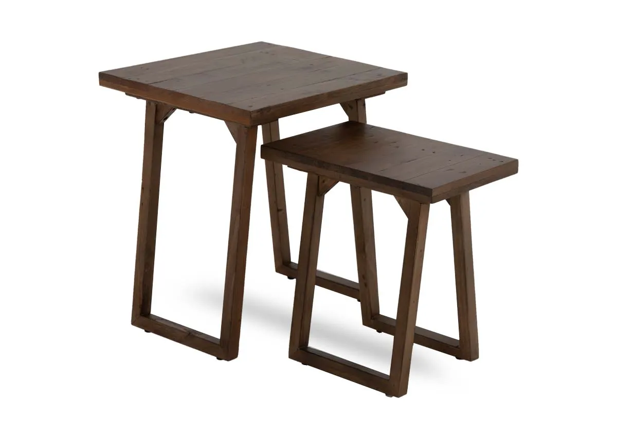 Two nested side tables made of dark wood - Ladder