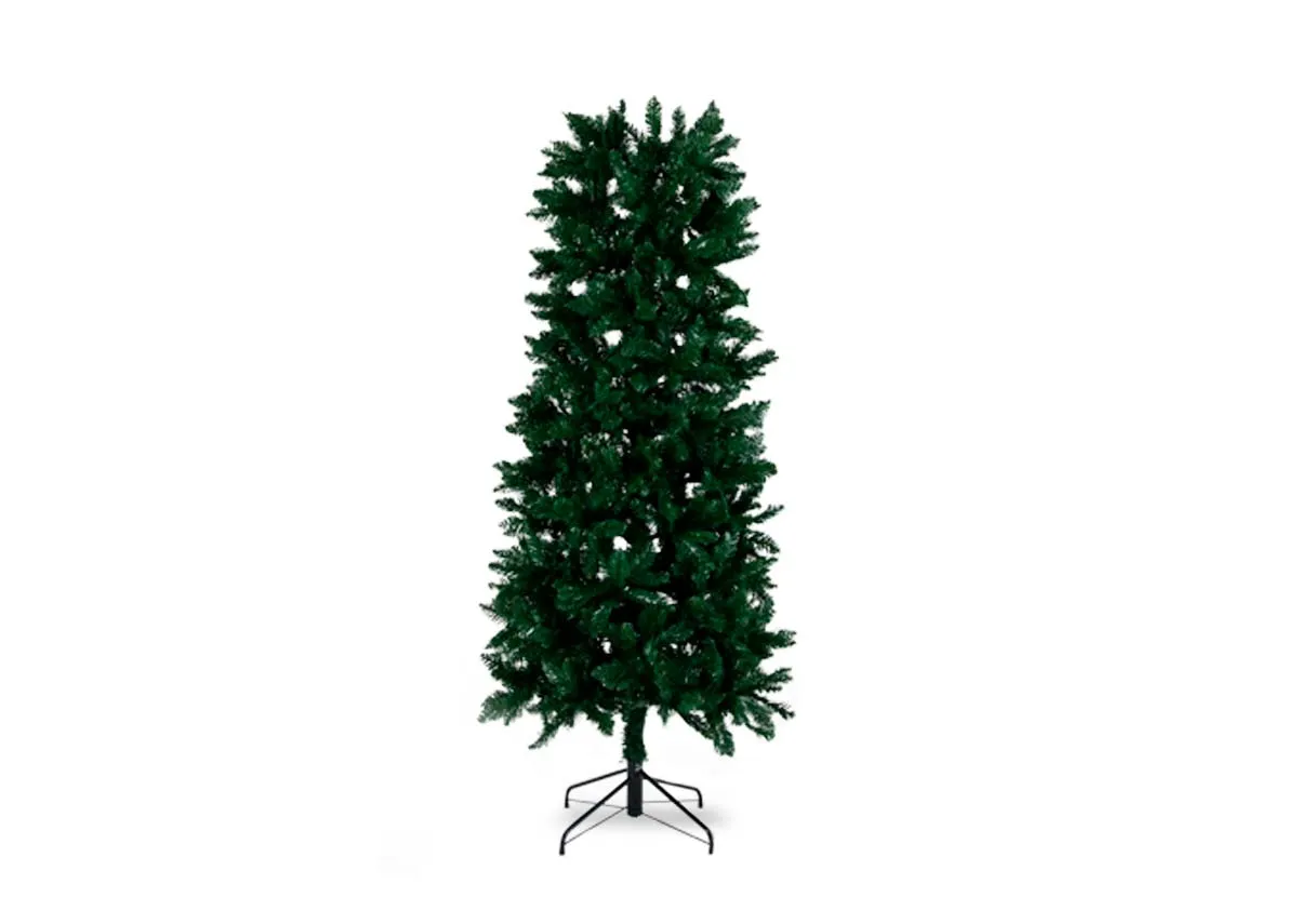 A slim 8ft green artificial christmas tree from EZ Livings Noble range. Front view of part 3 of 3