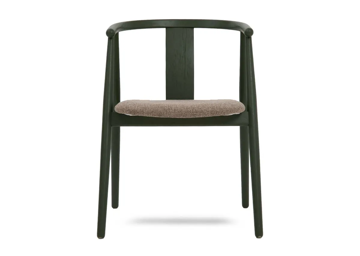 A green framed dining chair from EZ Livings Relate range. Front view