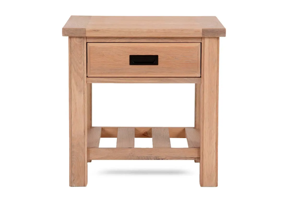 A dimension image of the Albany lamp table with 55cm x 50cm x 55.5cm