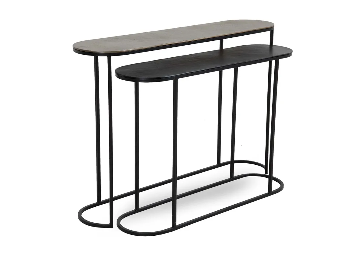 Nest of Black & Brass Console Tables - Budi