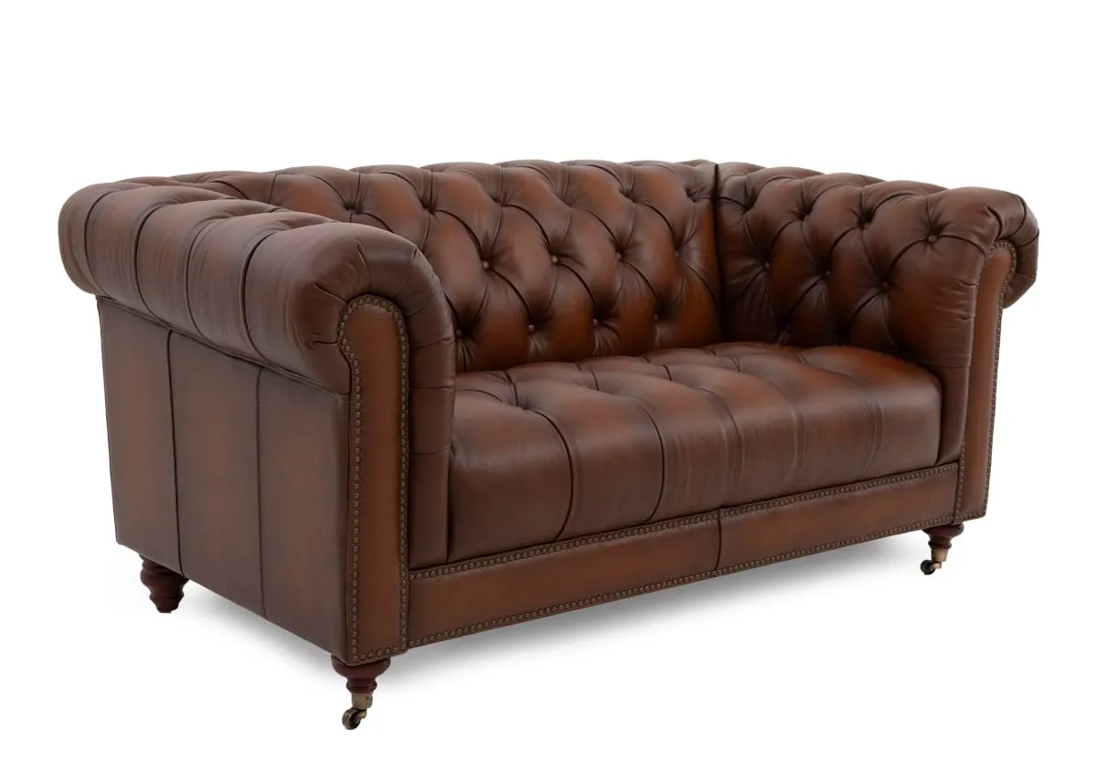 2 Seater Vintage Brown Leather Sofa - Adare