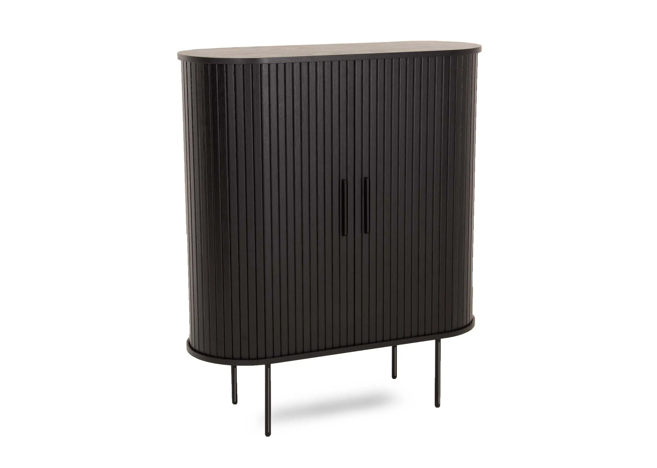 Black Oak Tambour Door Cabinet - Nola