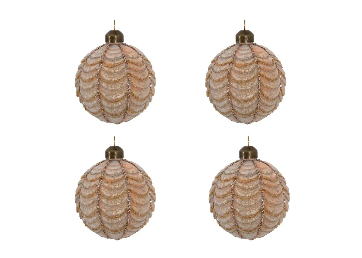 Set of 4 8cm Brown Baubles - Last Christmas