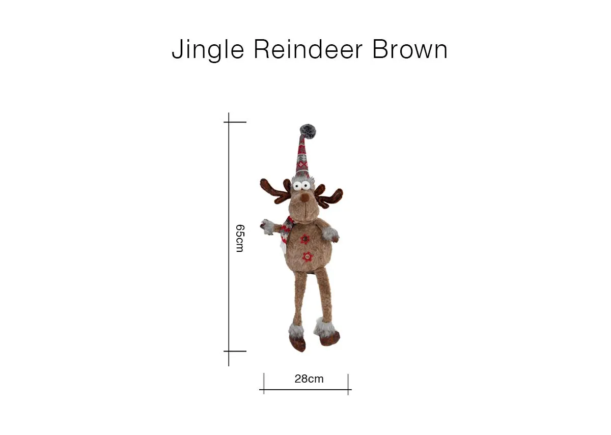 A dimension image of the Jingle Brown Reindeer Figurine with 28cm x 65cm