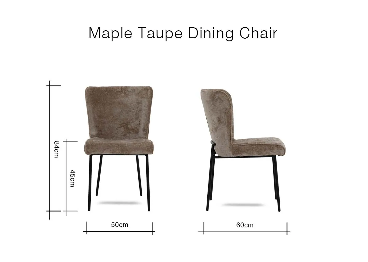 A dimension image of the Maple Dining Chair with 50cm x 60cm x 94cm