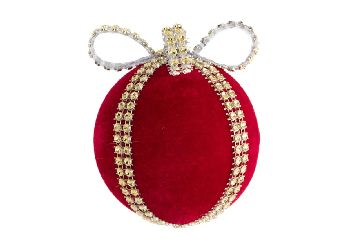 Box of 12 Red Ball with Gold Bow - Christmas Bauble