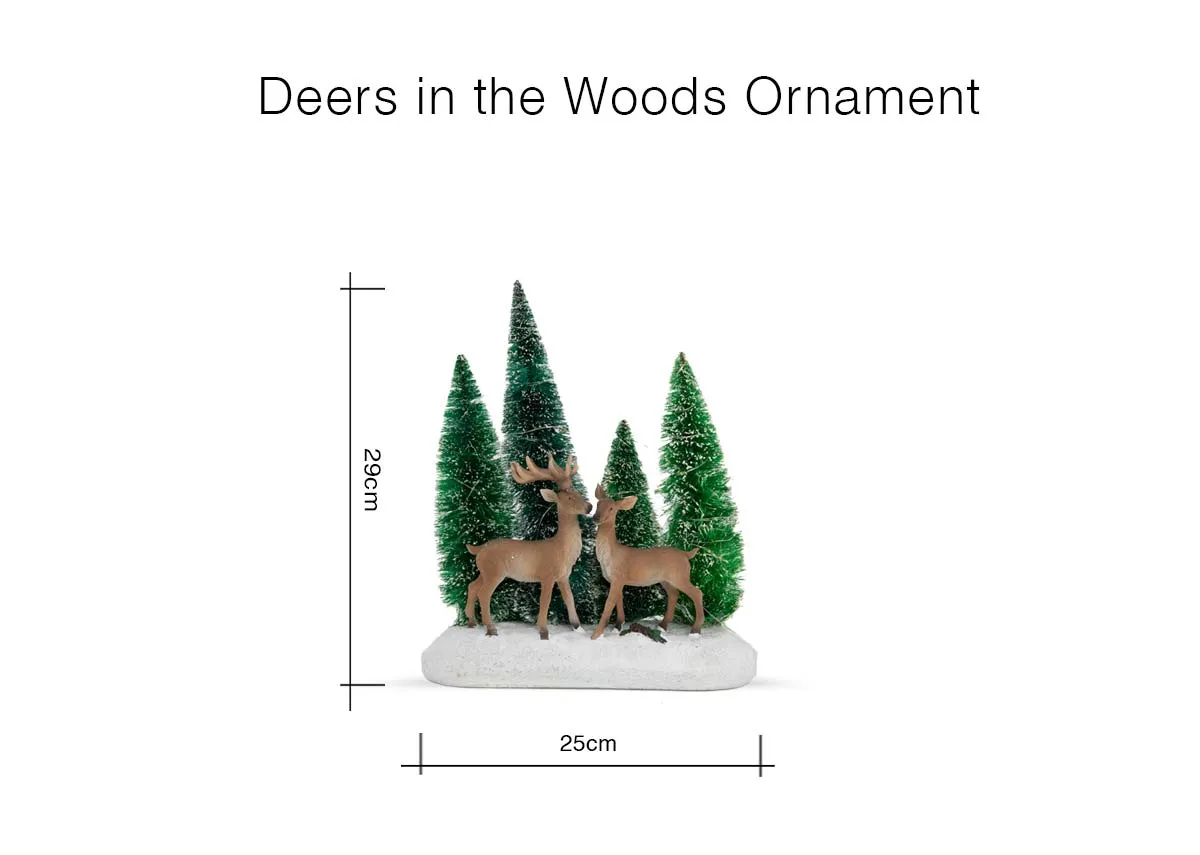 A dimension image of the Deers in the Woods Ornament with 25cm x 29cm
