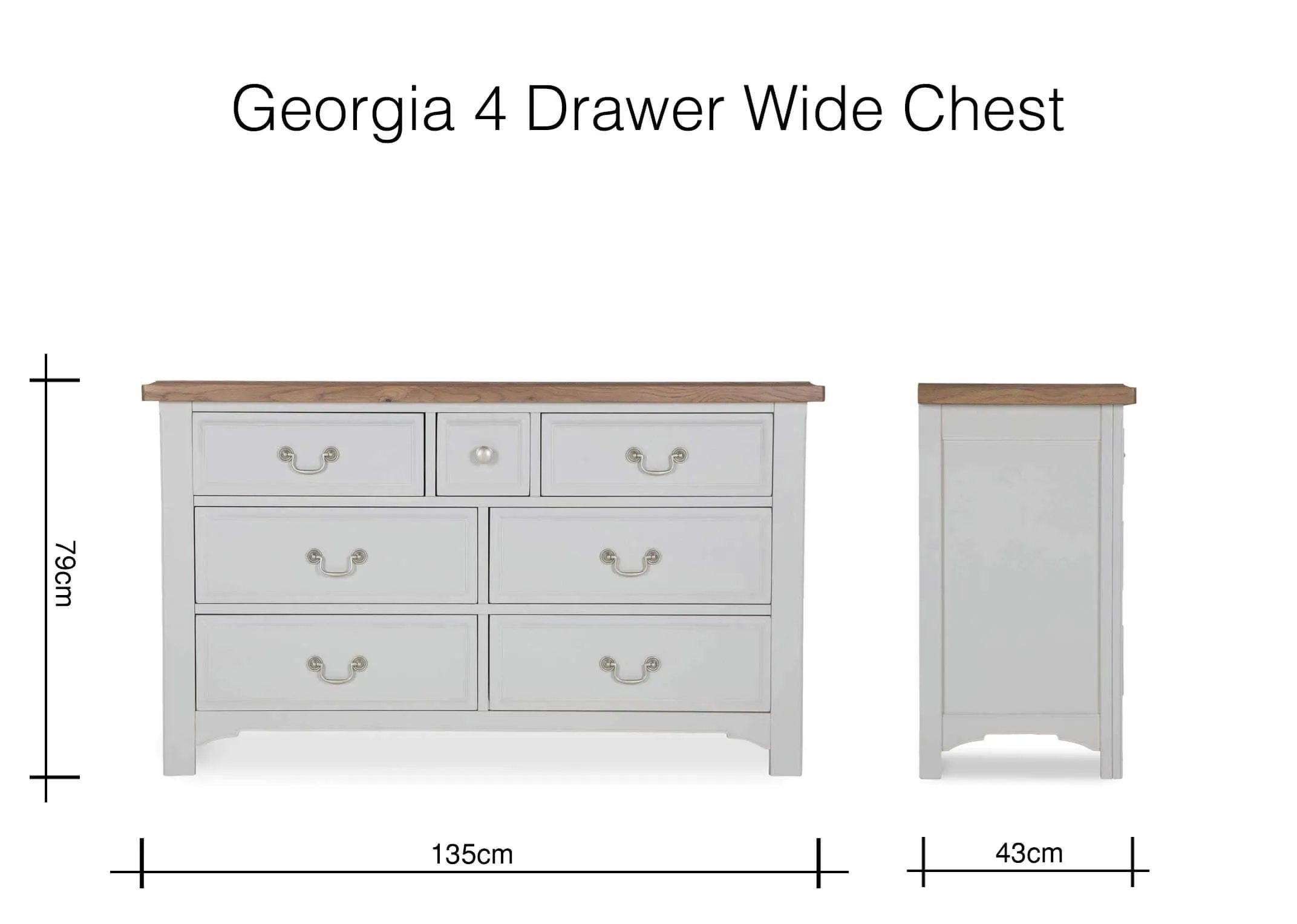 A lifestyle image of the Georgia Chest of drawers with matching furniture