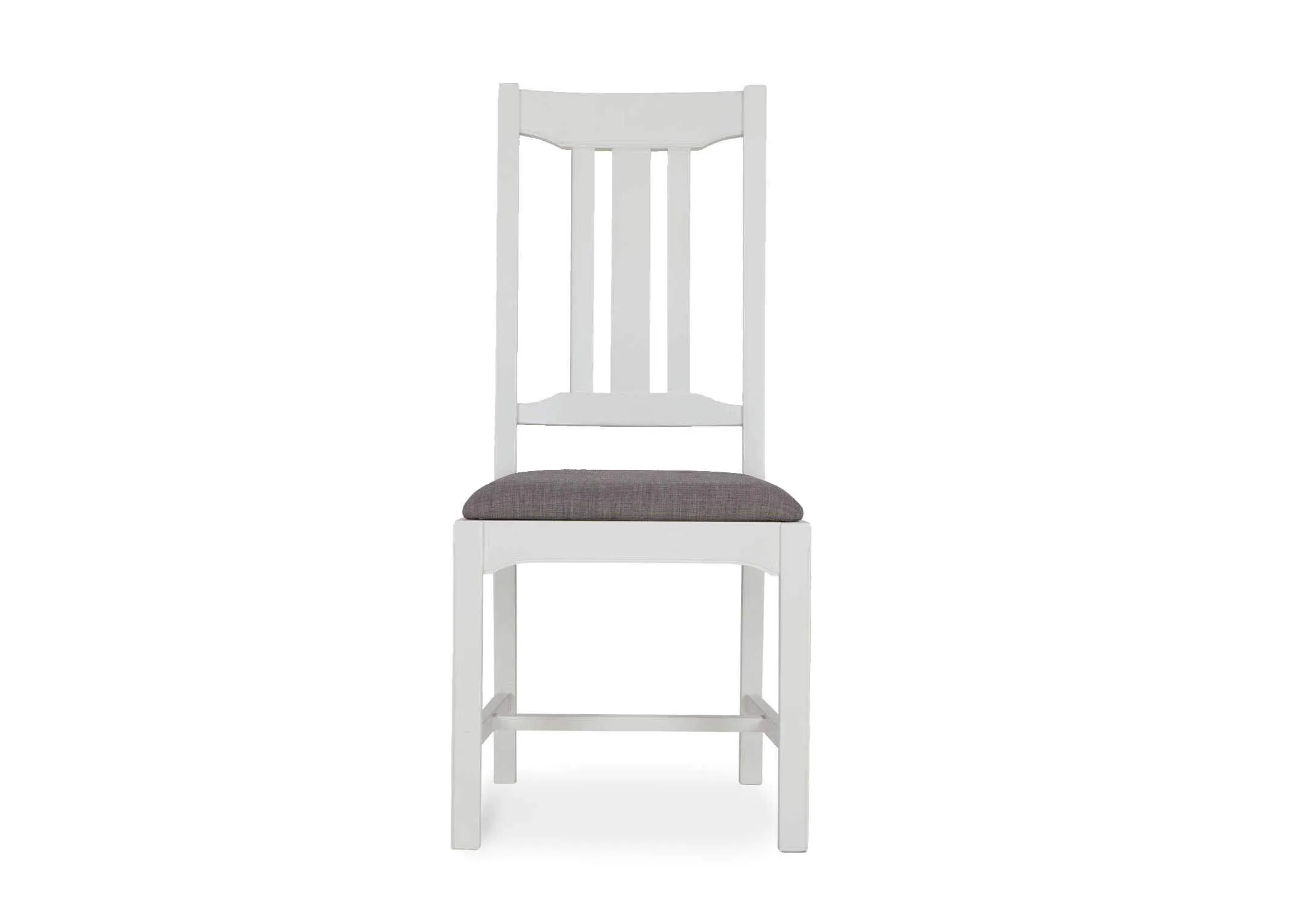 View from front of the grey oak Georgia dining chair with dark grey fabric seat