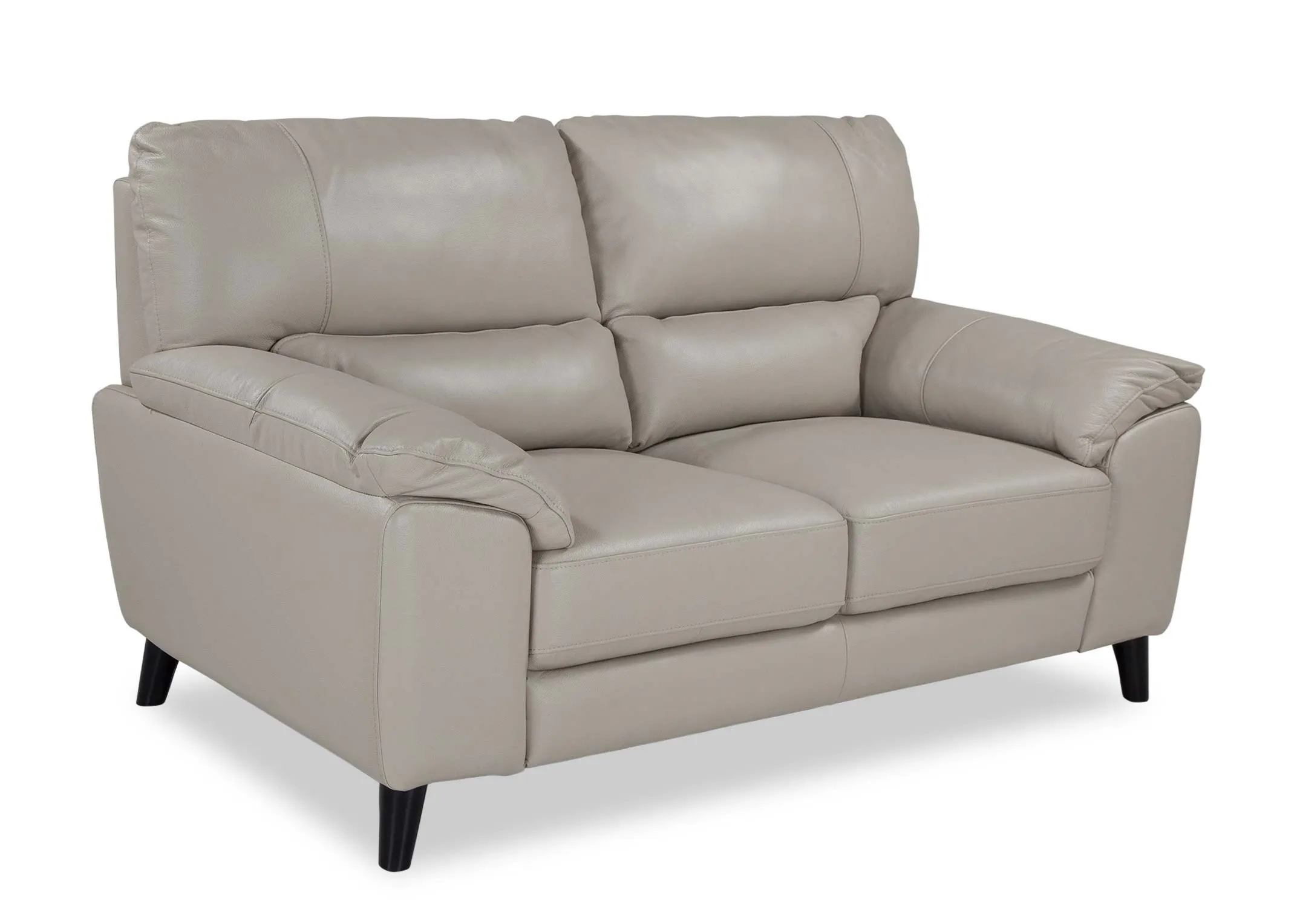 Light Grey Leather 2 Seater Sofa - Alfredo
