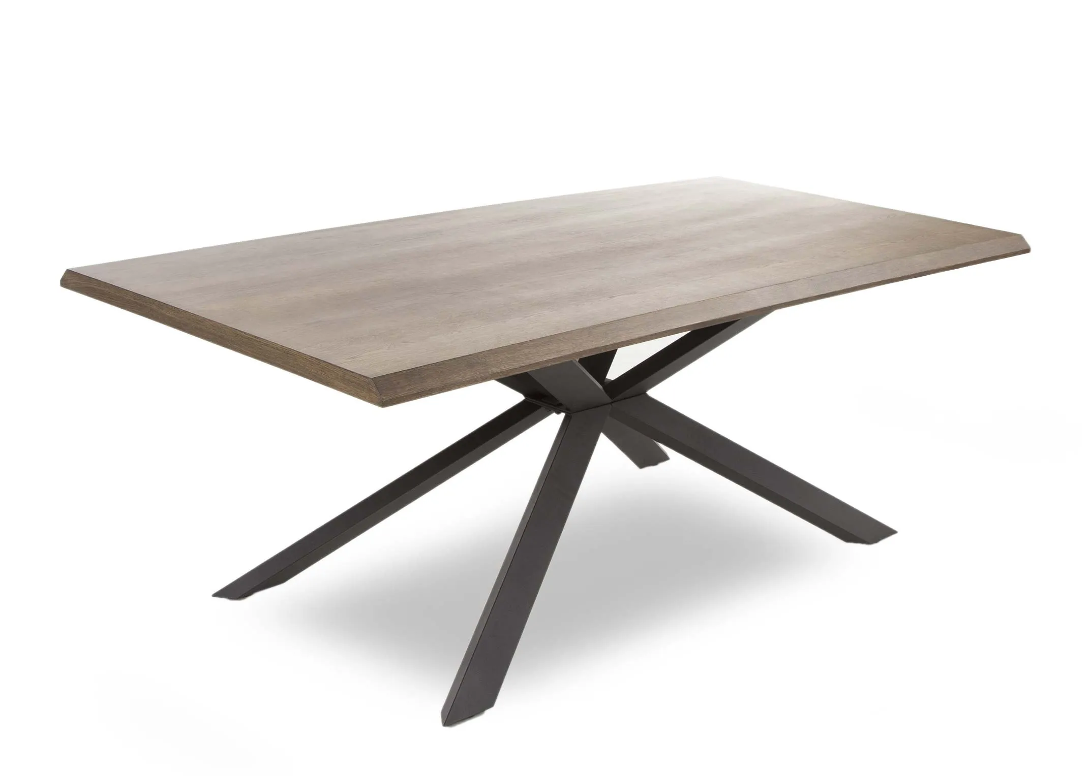 Arno White Wild Oak Dining Table in a power image showing the dark legs and light oak table top