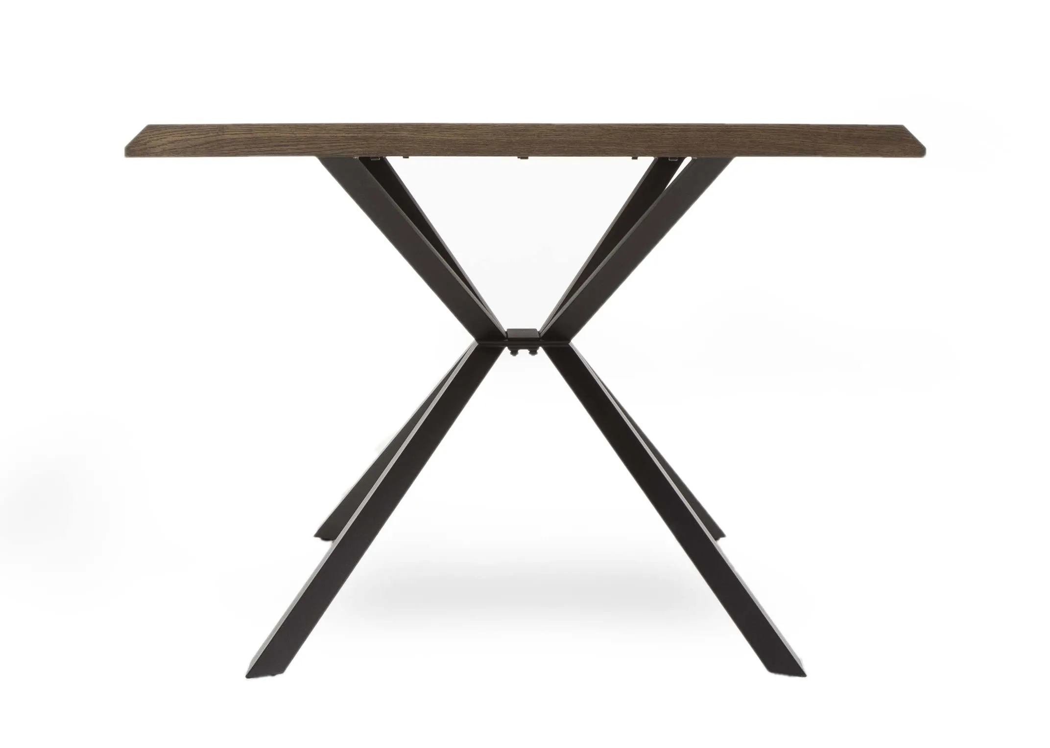 Arno White Wild Oak Dining Table in an image taken from the front showing the legs