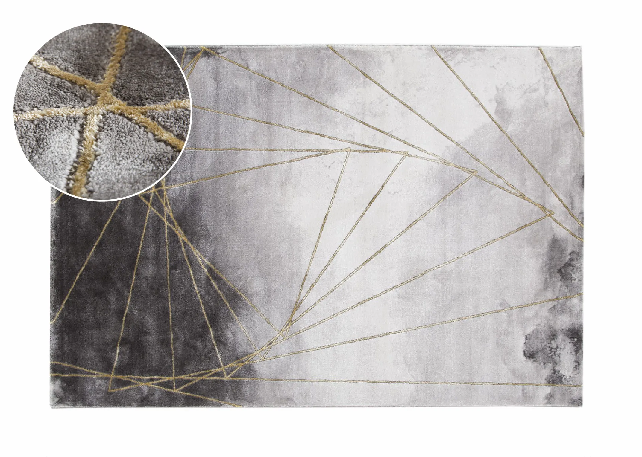Grey with Gold Spirals 160cm x 230cm Medium Rug - Avery