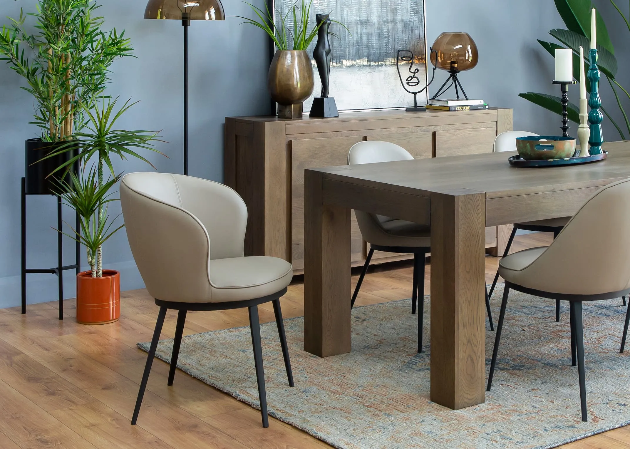 Taupe Faux Leather Carver Dining Chair - Gain