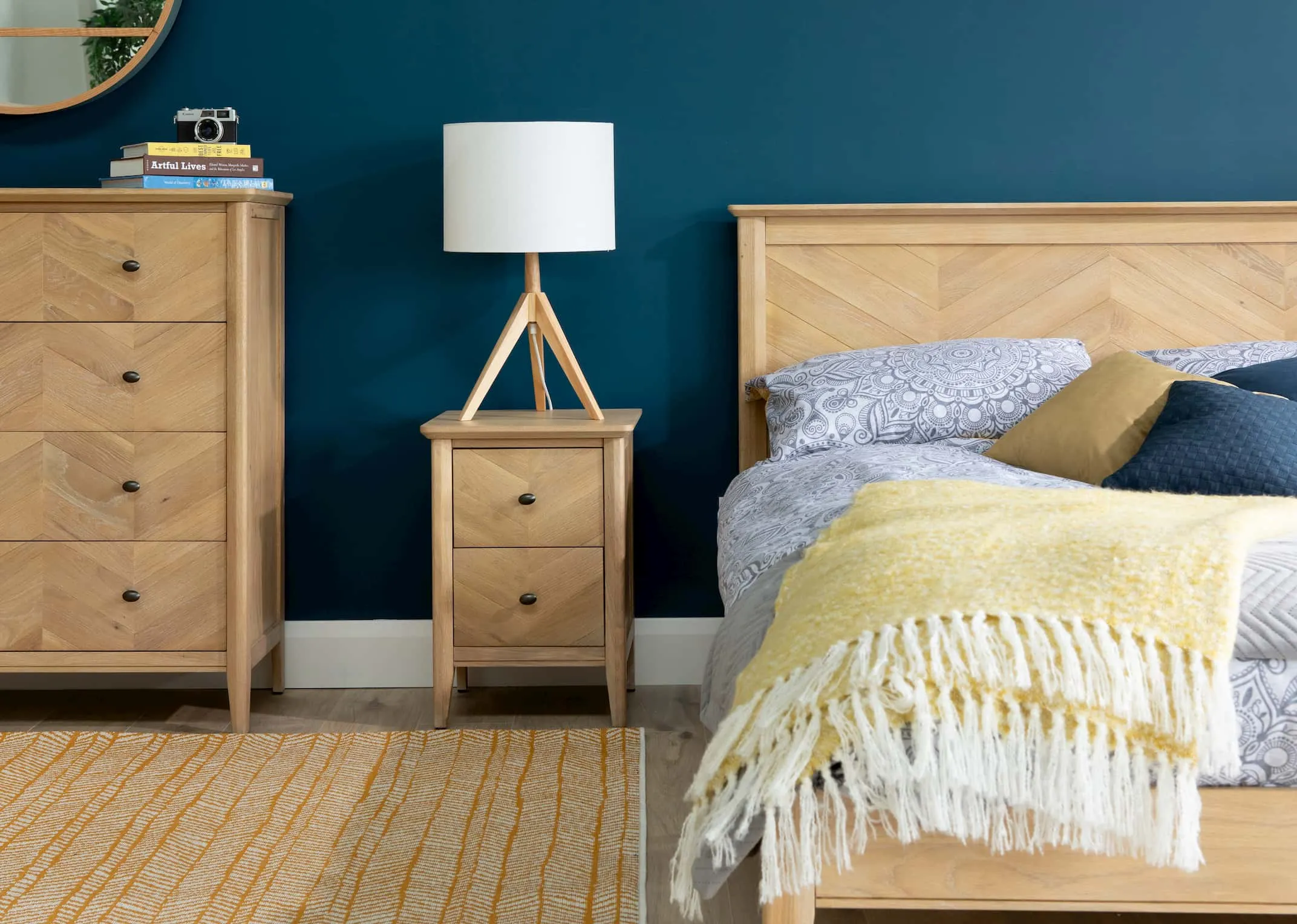 2 Drawer Oak & Pine Locker - Chevron