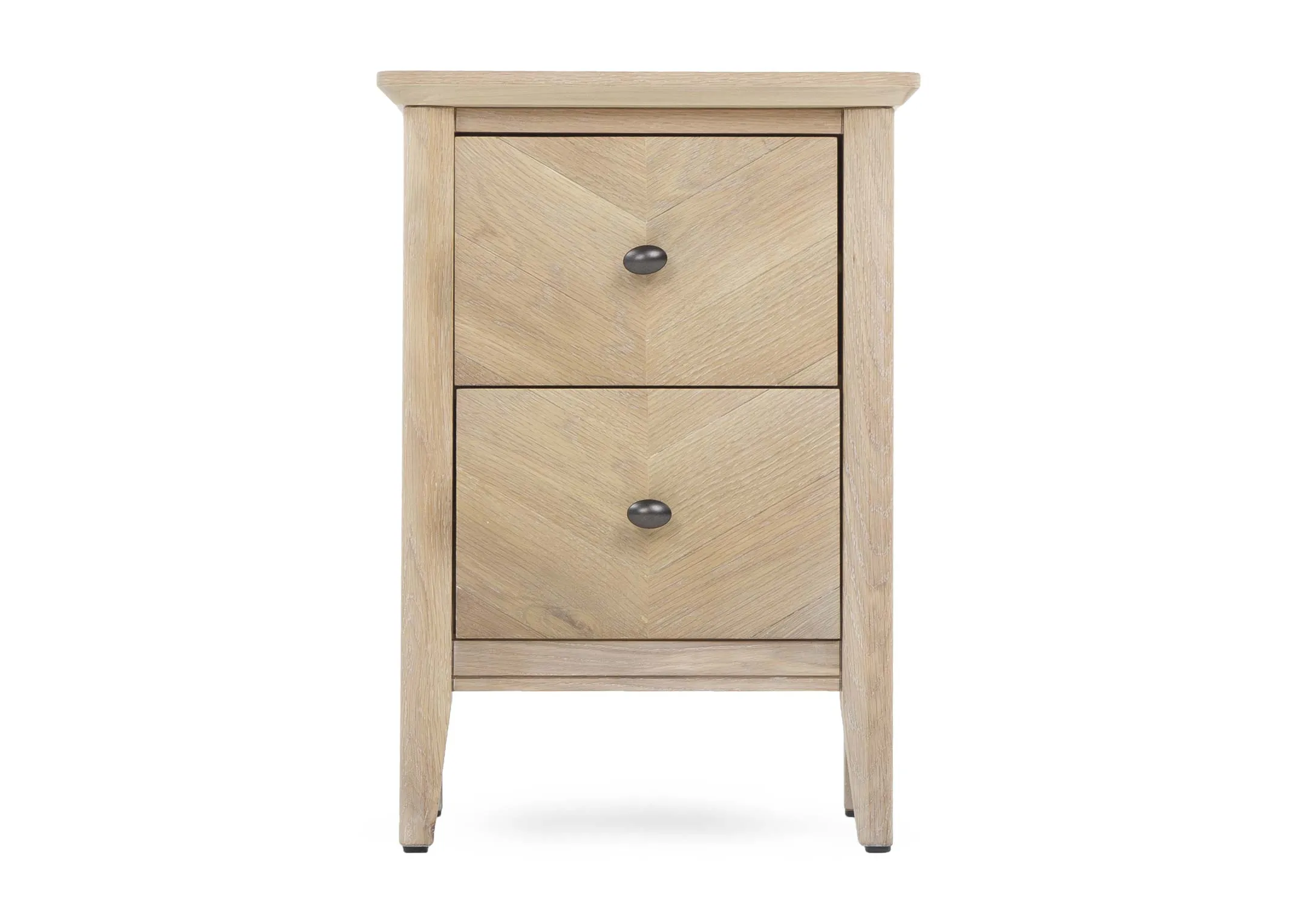 A 2 Drawer Oak & Pine Chevron locker from EZ Living Furniture's Herringbone range. Closeup of drawer interior.