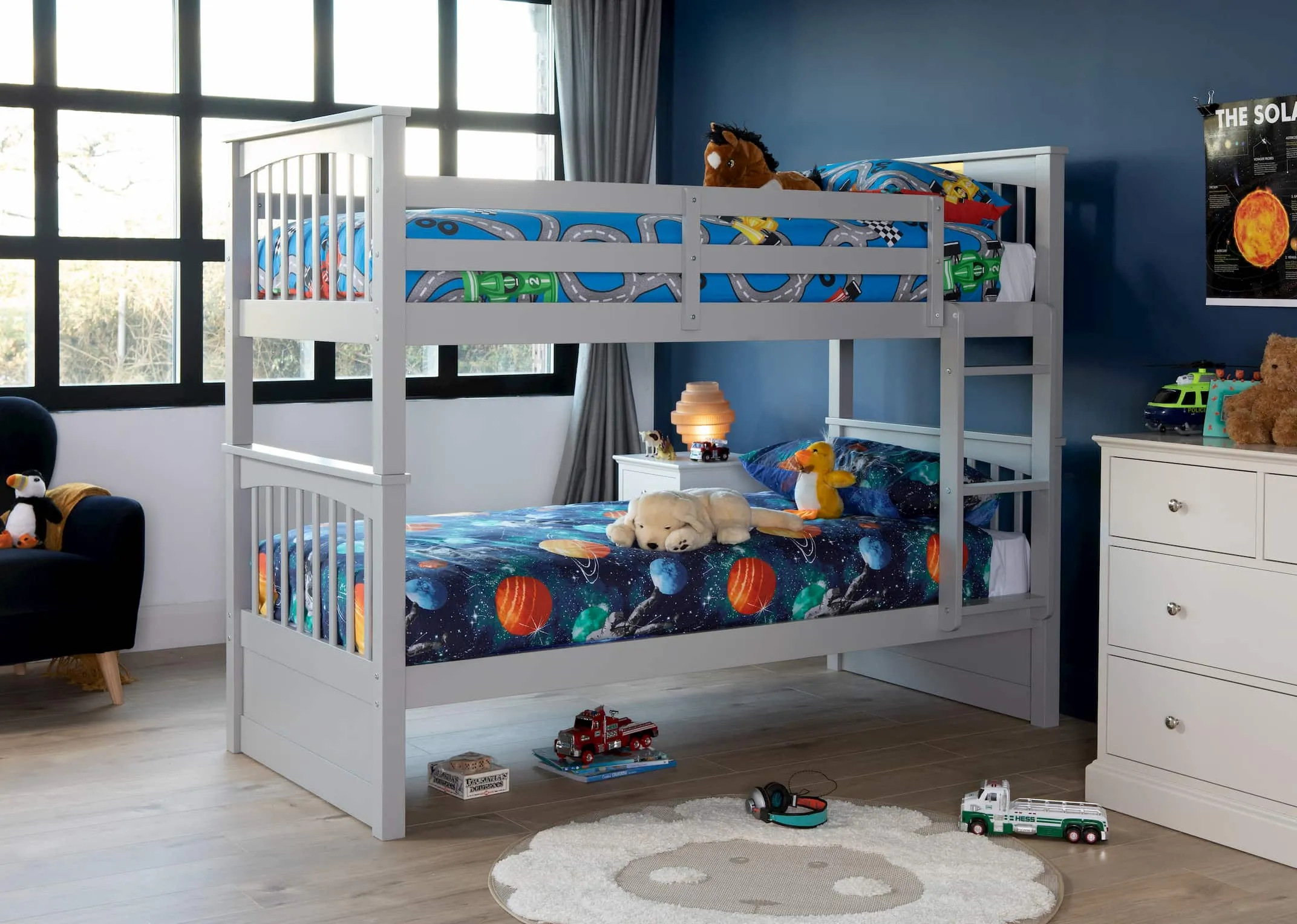 Single (3 ft) Grey Bunk Bed - Lara