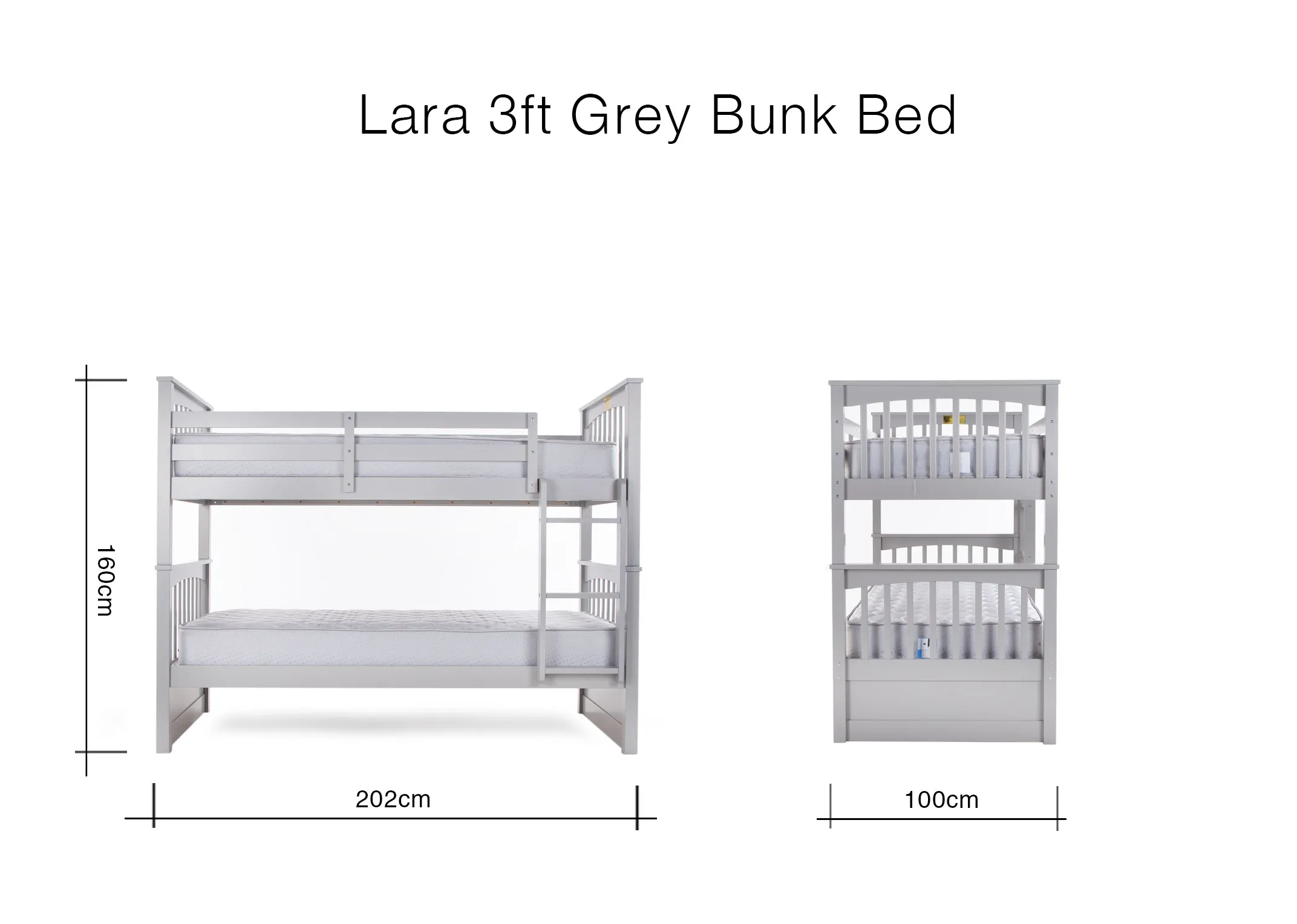 A lifestyle image of the Lara Single Grey Bunk beds with sheep rug