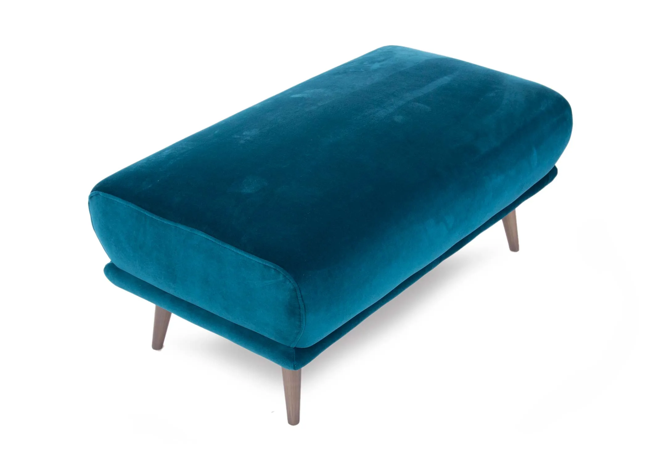 Large Teal Velvet Footstool - Katie