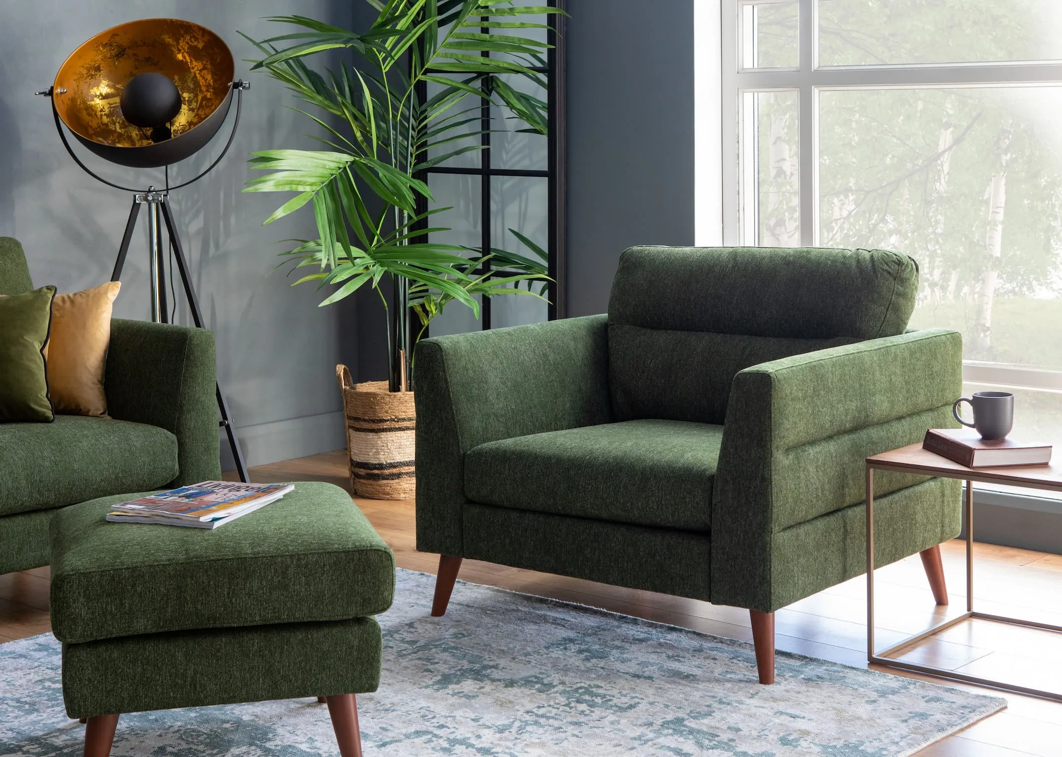 Green Fabric Armchair - Presley