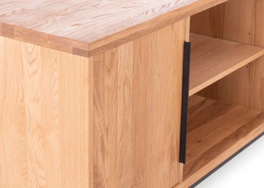 A 2 door sideboard with metal fittings from EZ Living Furniture's Renvyle Range. Closeup of the door detail